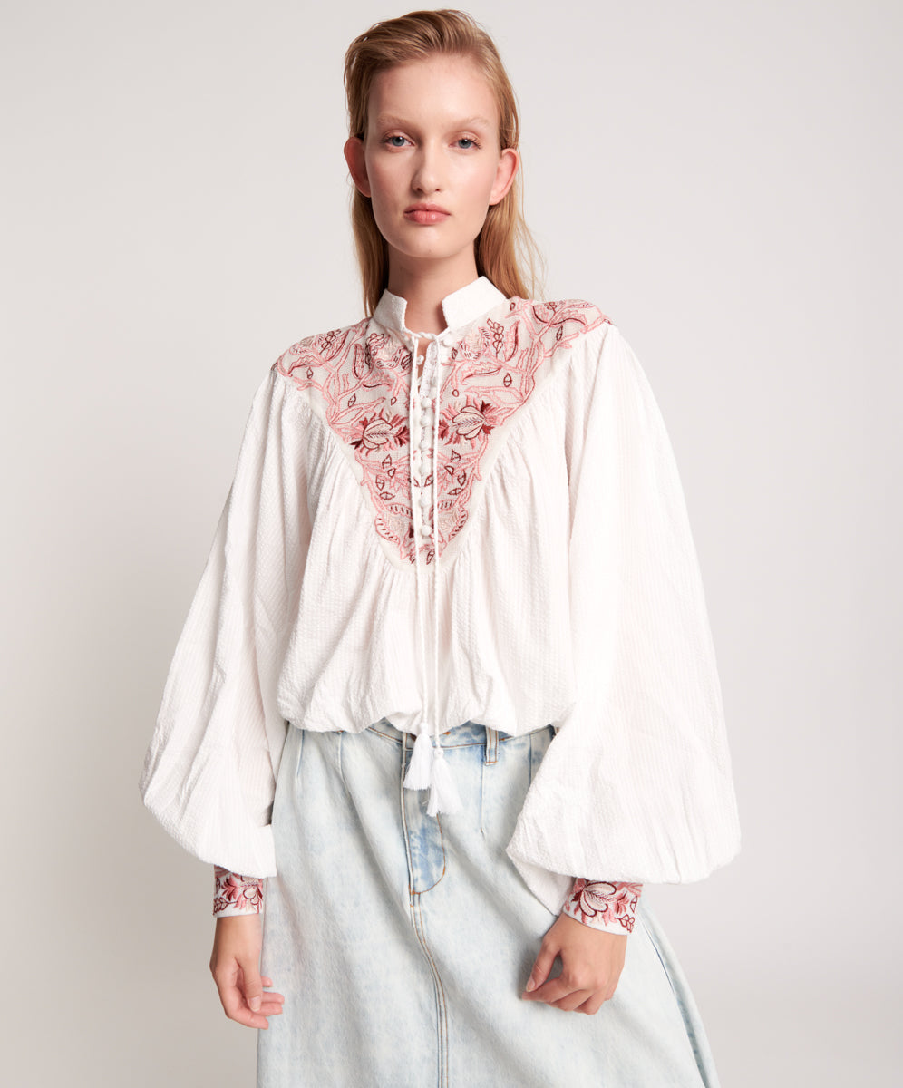 Products DESERT FLORAL EMBROIDERED GYPSY TOP