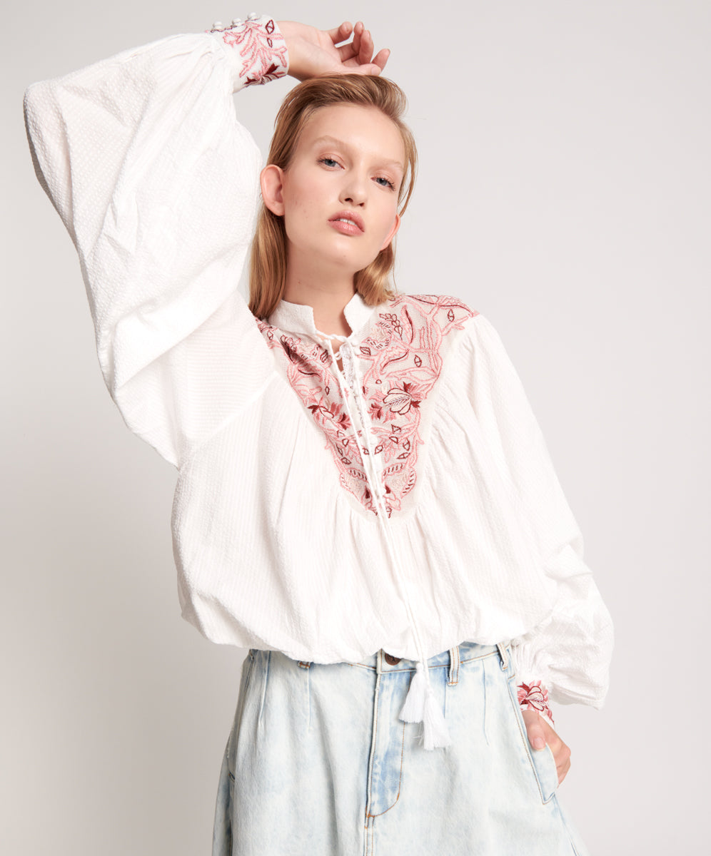 Products DESERT FLORAL EMBROIDERED GYPSY TOP