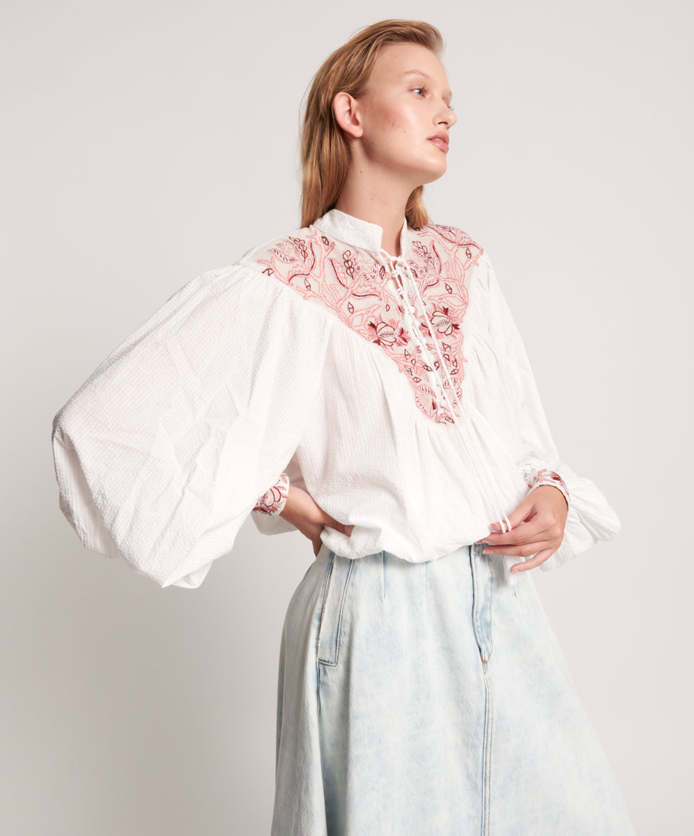 Products DESERT FLORAL EMBROIDERED GYPSY TOP