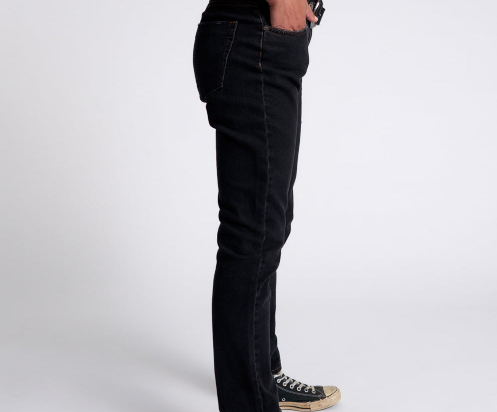 Awesome Baggies High Waist Straight Leg Denim Jeans - Worn Black