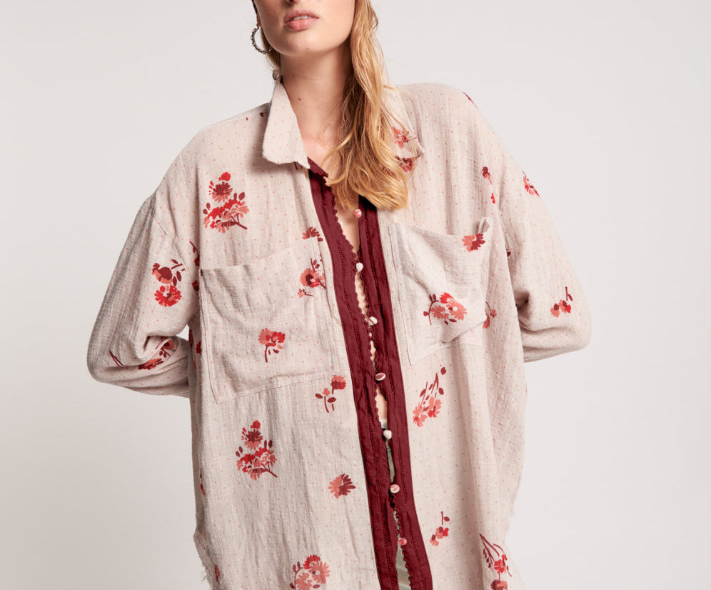 WESTERN ROSE LONGLINE SHIRT