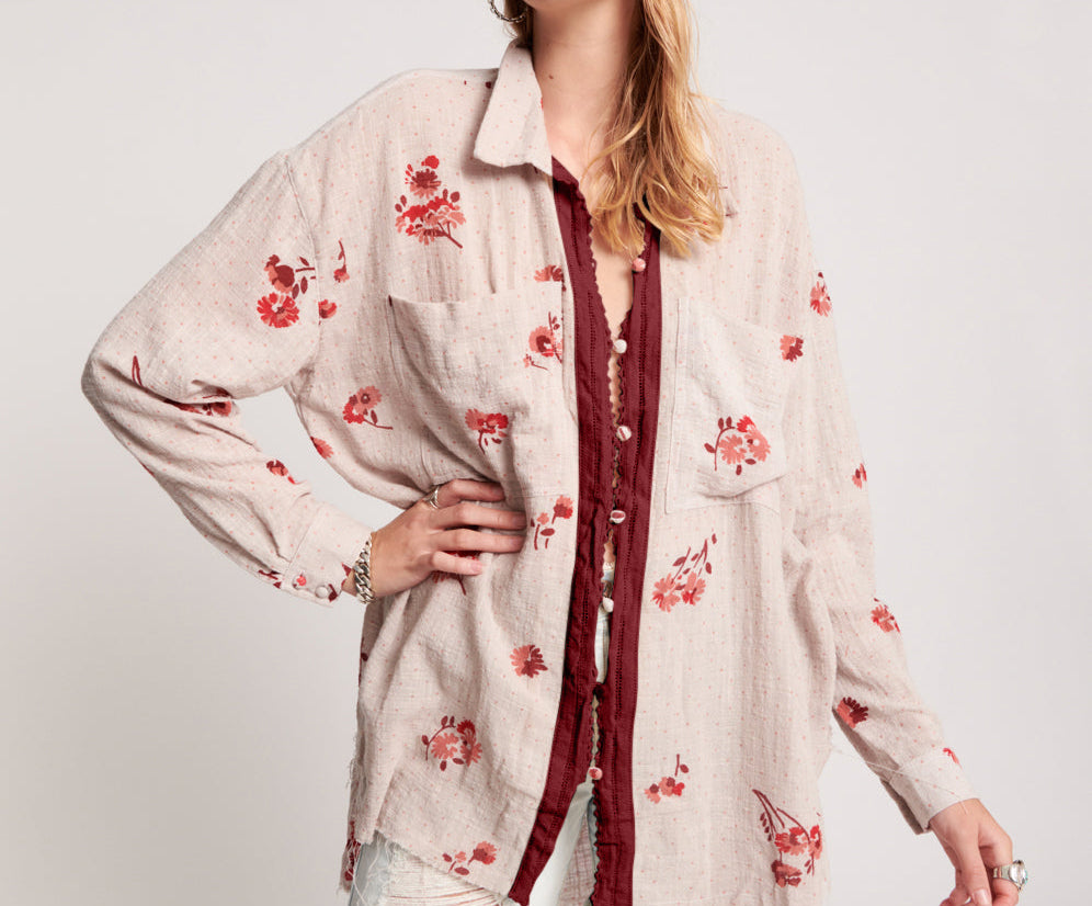 WESTERN ROSE LONGLINE SHIRT