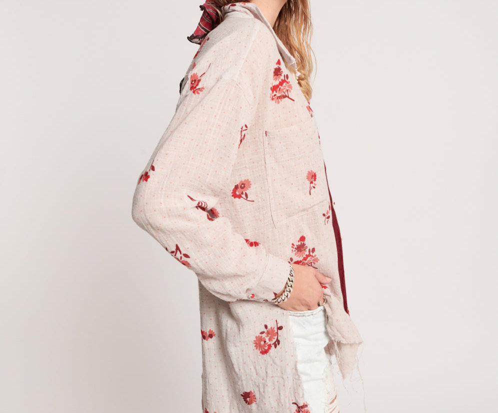WESTERN ROSE LONGLINE SHIRT