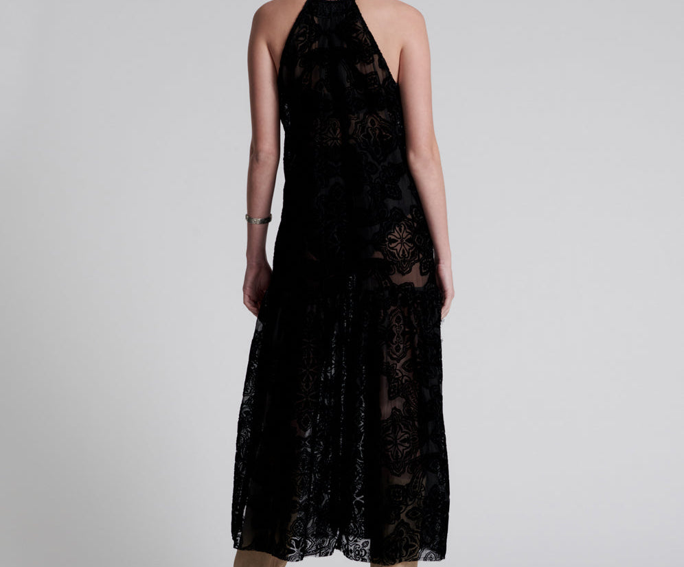 Western Defiance Long Line Slip Maxi Dress - Black