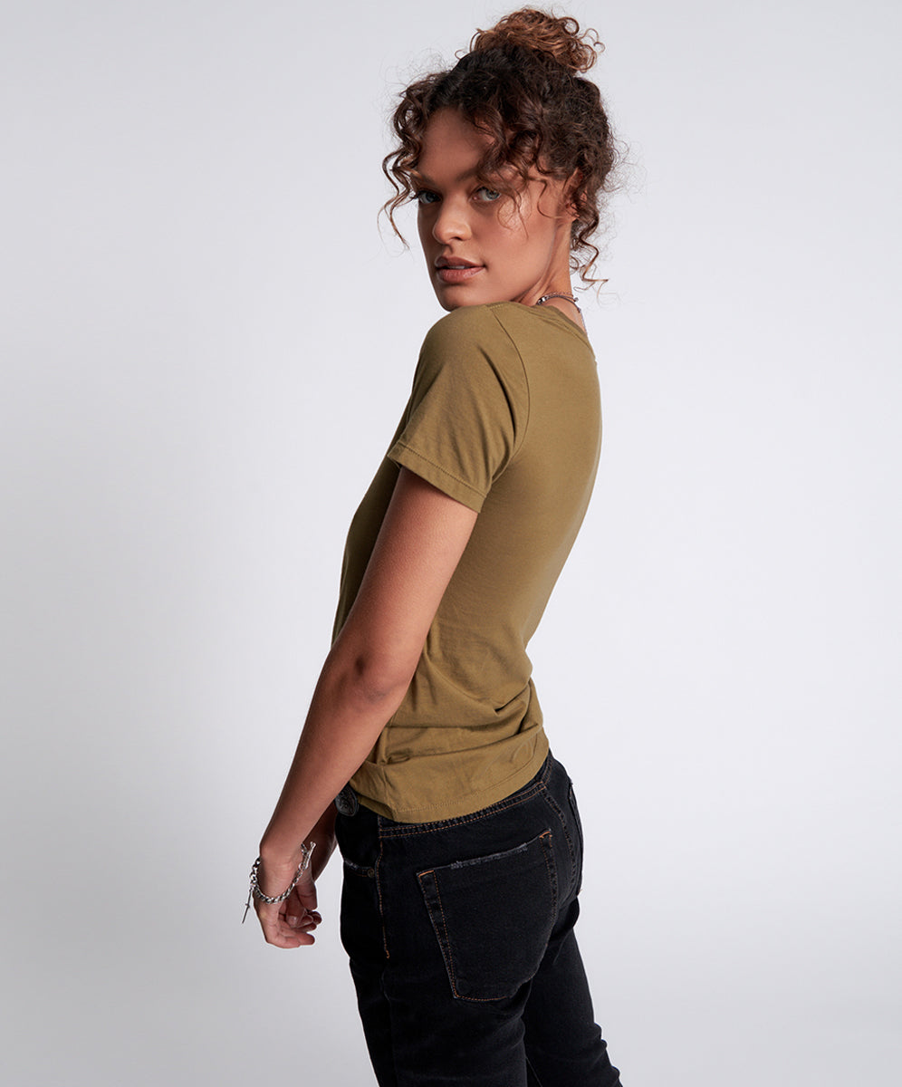 Products KHAKI BOWER BIRD ORGANIC FITTED TEE