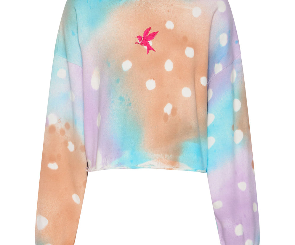 GRAFFITI TIE DYE CROPPED SWEAT