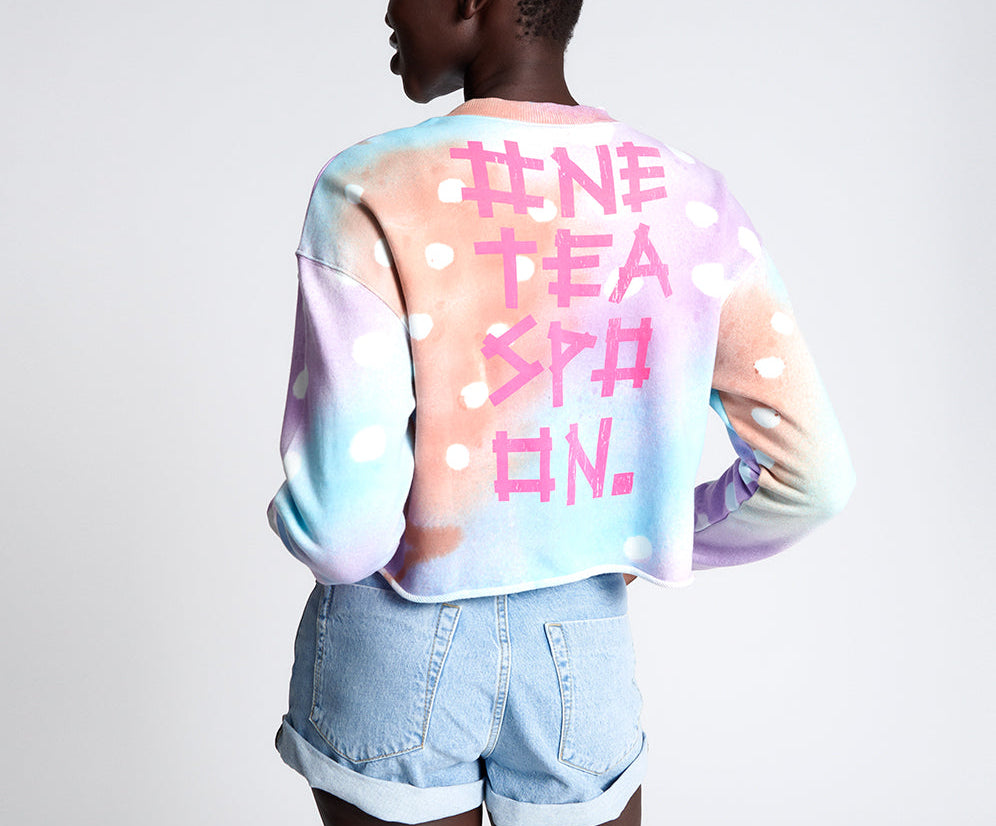 GRAFFITI TIE DYE CROPPED SWEAT