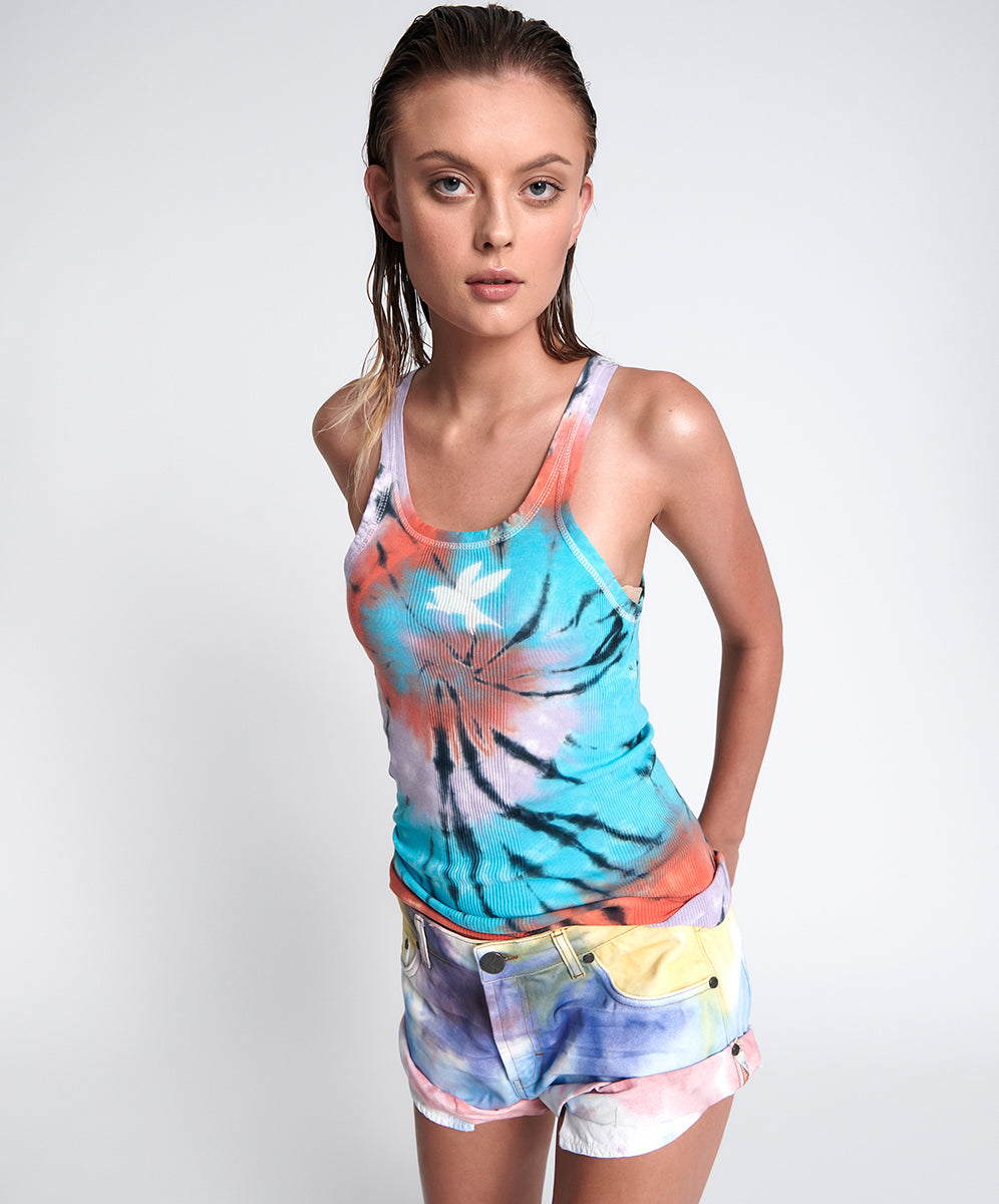 Bandits Low Waist Denim Shorts - Tie Dye