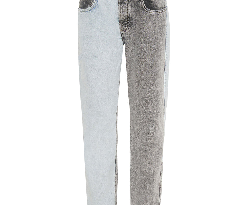 Truckers Mid Waist Straight Leg Denim Jeans - Blue Grey