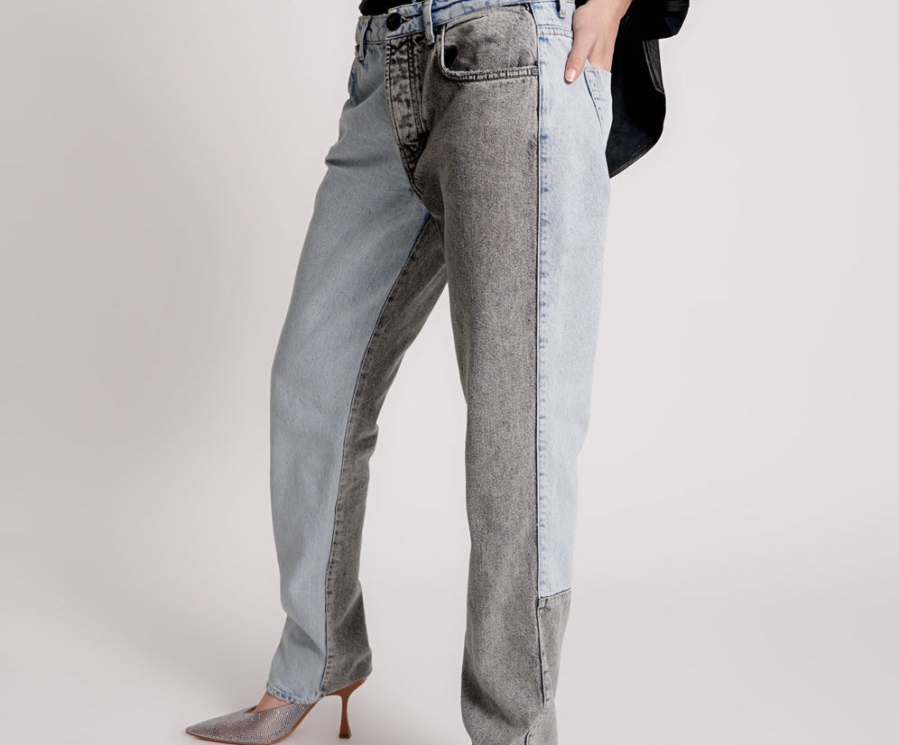 MISS MATCHED TRUCKERS MID RISE STRAIGHT LEG JEAN