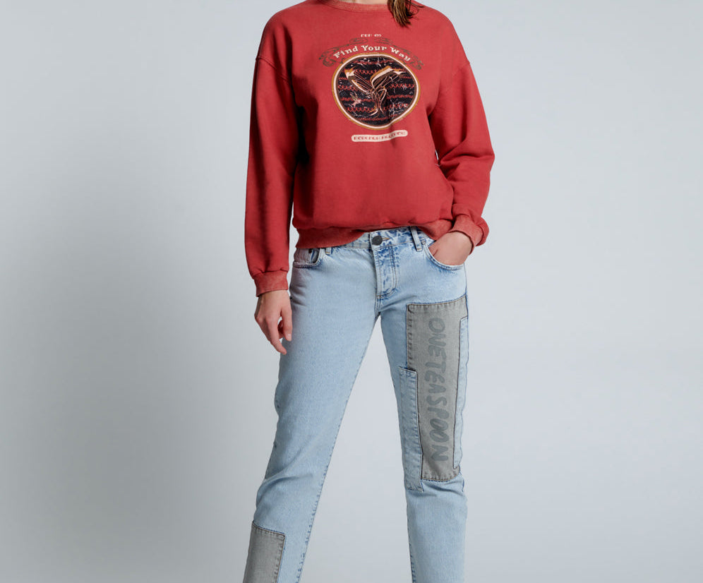 Truckers Mid Waist Straight Leg Denim Jeans - Circus Blue