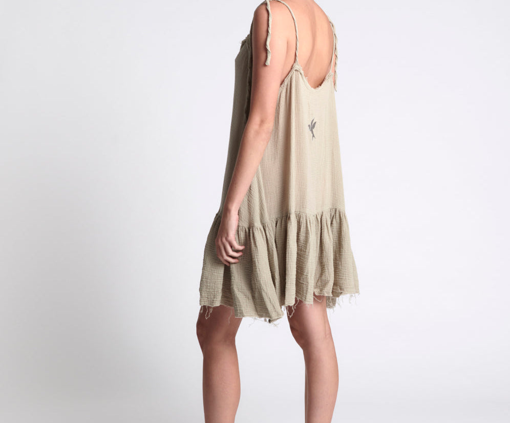 THE ICON STONE MUSLIN DRESS