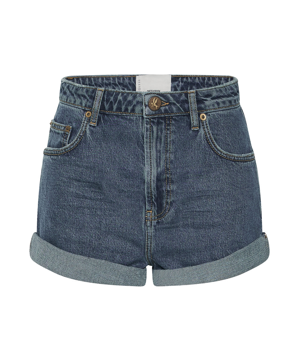 Products Bandits High Waist Denim Shorts - Rosewood Blue