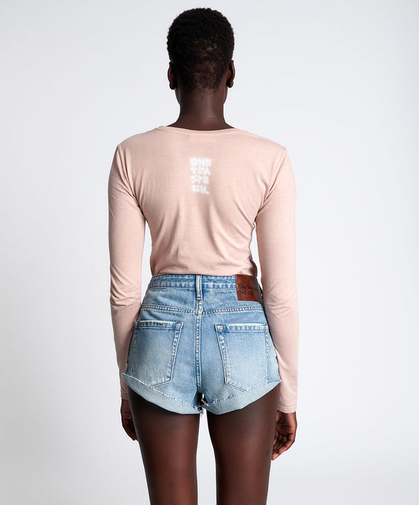 The One High Waist Cheeky Denim Shorts - Hendrixe