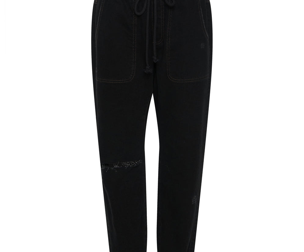 ONYX BLACK SHABBIES DRAWSTRING JEANS