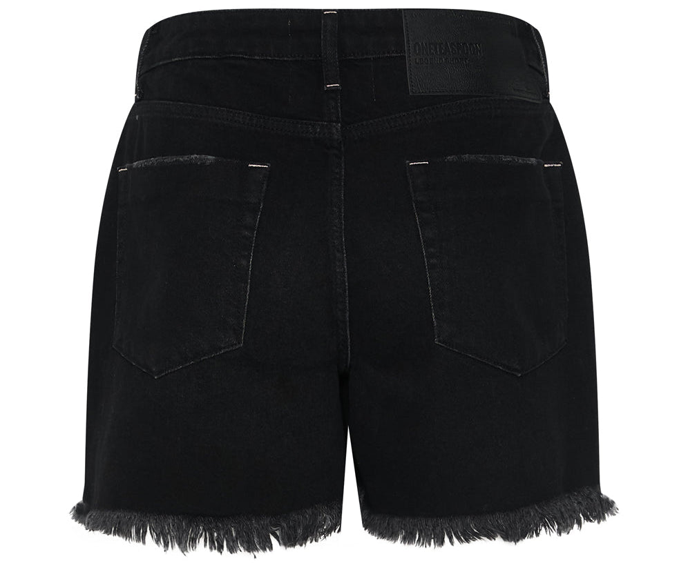 ONYX BLACK LEGENDS HIGH WAIST MOM FIT DENIM SHORTS