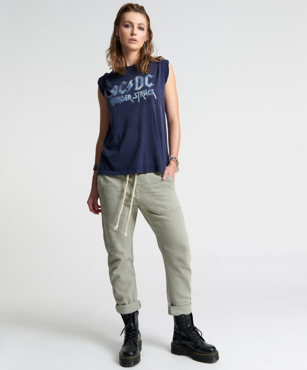 Products FADED KHAKI SHABBIES DRAWSTRING BOYFRIEND JEANS KHAKI