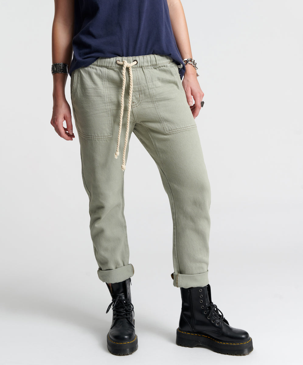 Products FADED KHAKI SHABBIES DRAWSTRING BOYFRIEND JEANS KHAKI