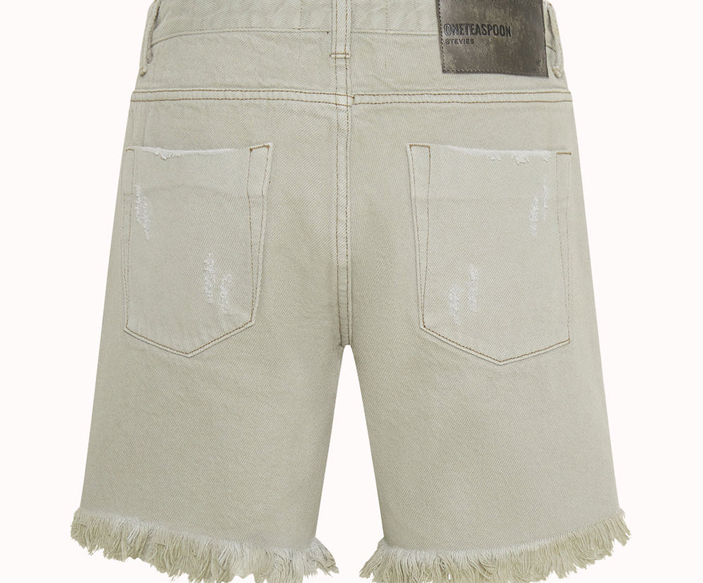 Stevies Low Waist Waist Long Length Boyfriend Denim Shorts - Faded Khaki