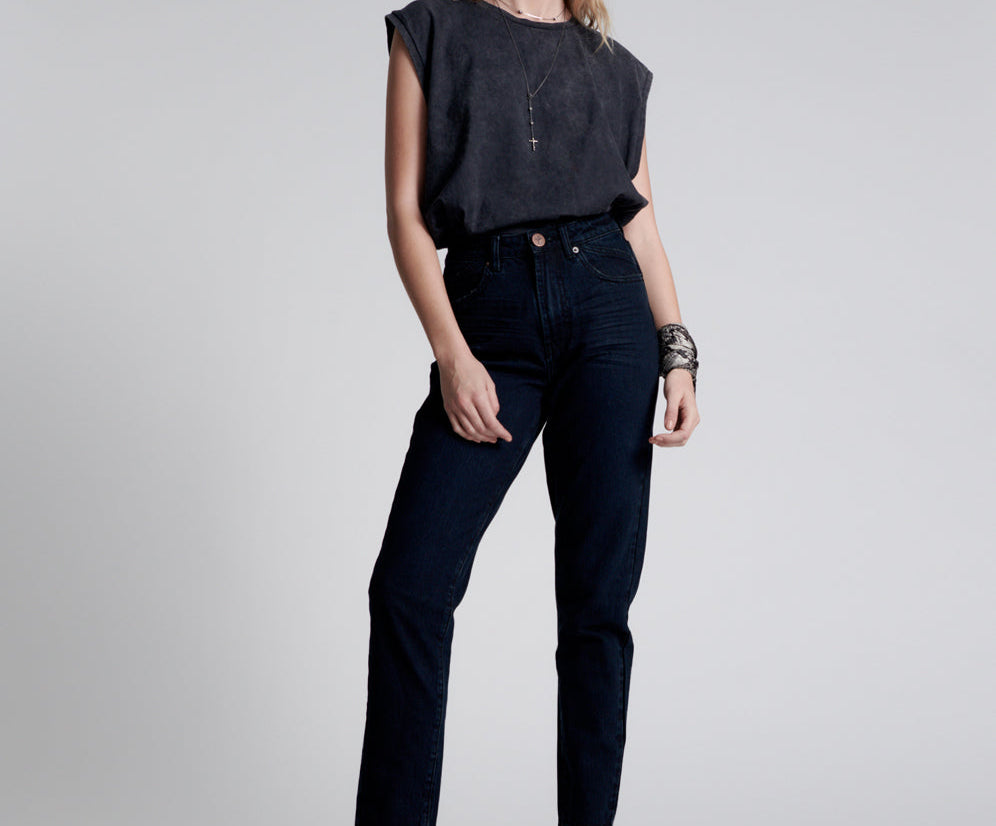 Legends High Waist Mom Fit Denim Jeans - Fox Black