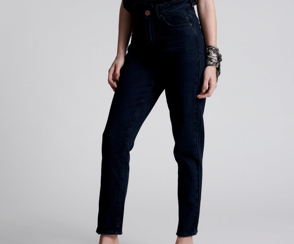 Legends High Waist Mom Fit Denim Jeans - Fox Black