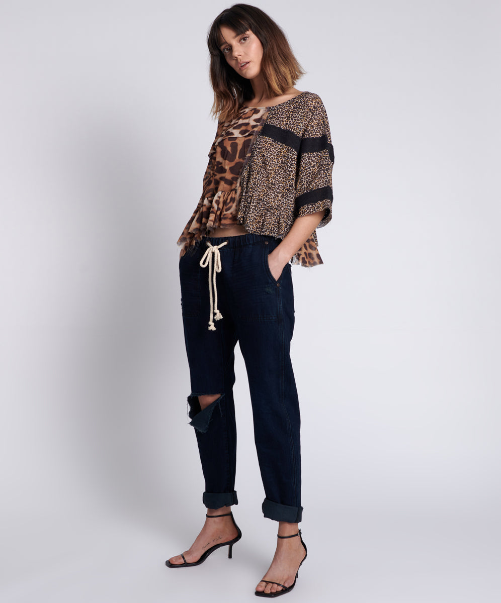 Products FOX BLACK SHABBIES DRAWSTRING BOYFRIEND JEANS