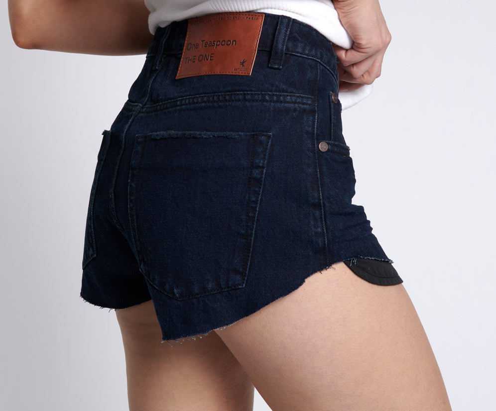 The One High Waist Cheeky Denim Shorts - Fox Black