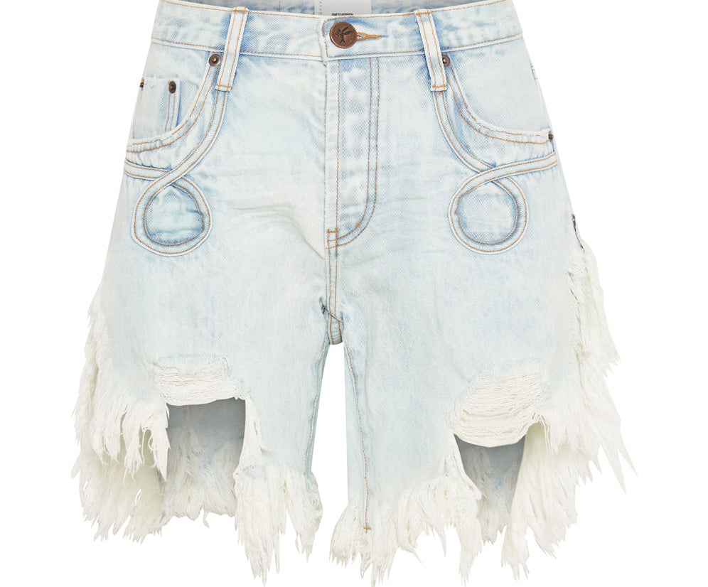 Frankies Low Waist Long Length Denim Shorts - Florence