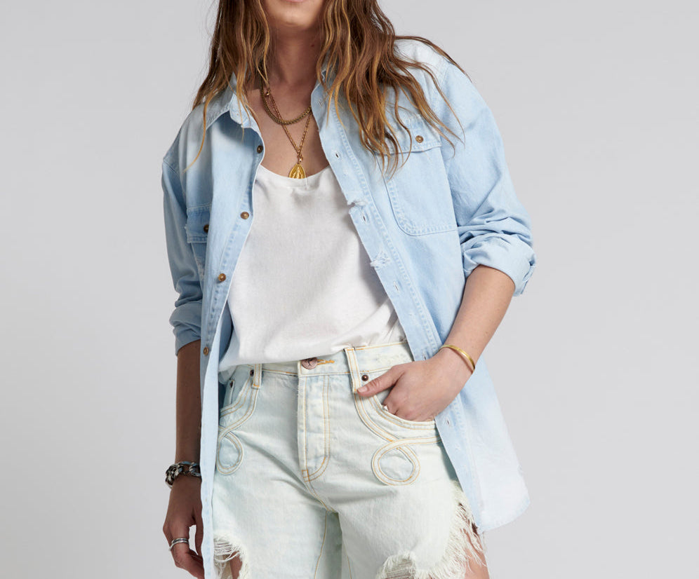 Frankies Low Waist Long Length Denim Shorts - Florence