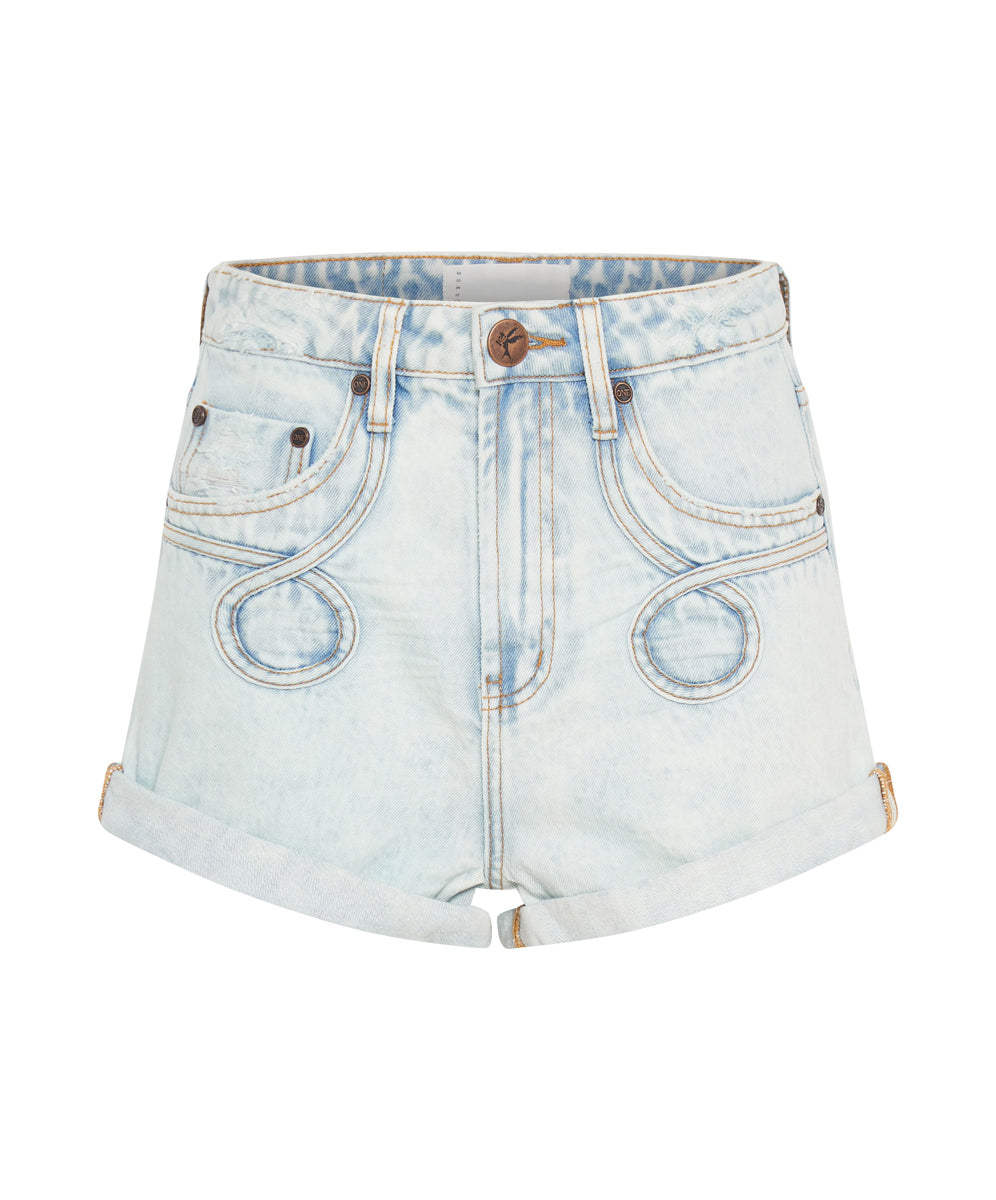 Products Bandits High Waist Denim Shorts - Florence Blue