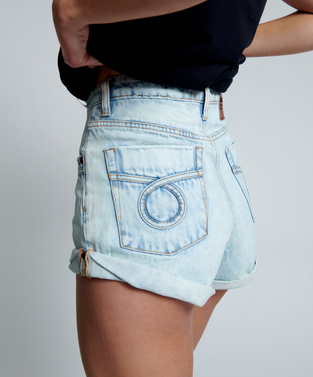 Products Bandits High Waist Denim Shorts - Florence Blue