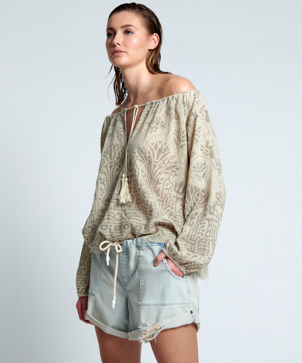 Products Bandits Low Waist Stretch Denim Shorts - Faded Blue