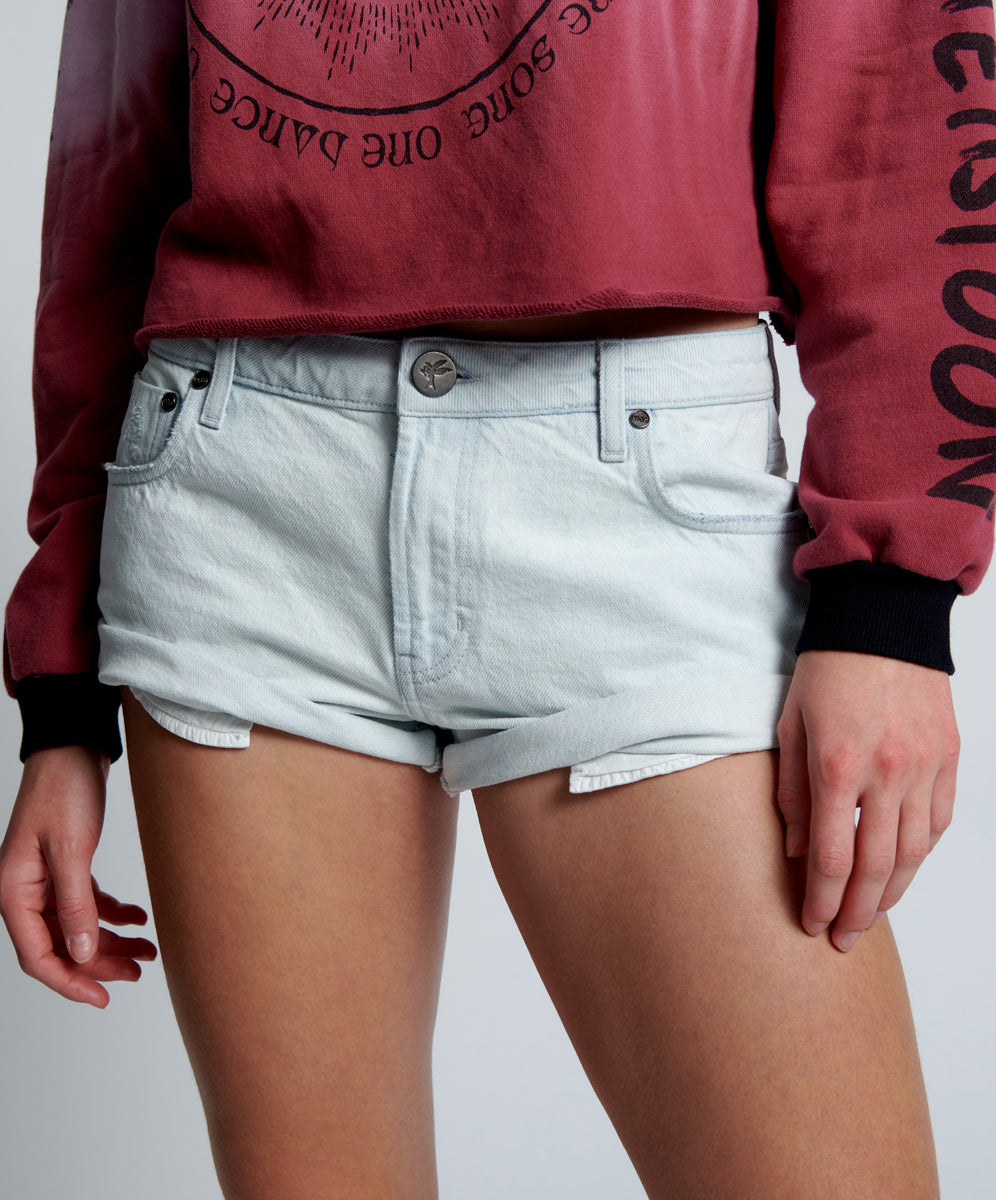 Products Bandits Low Waist Denim Shorts - Vanilla Sky White