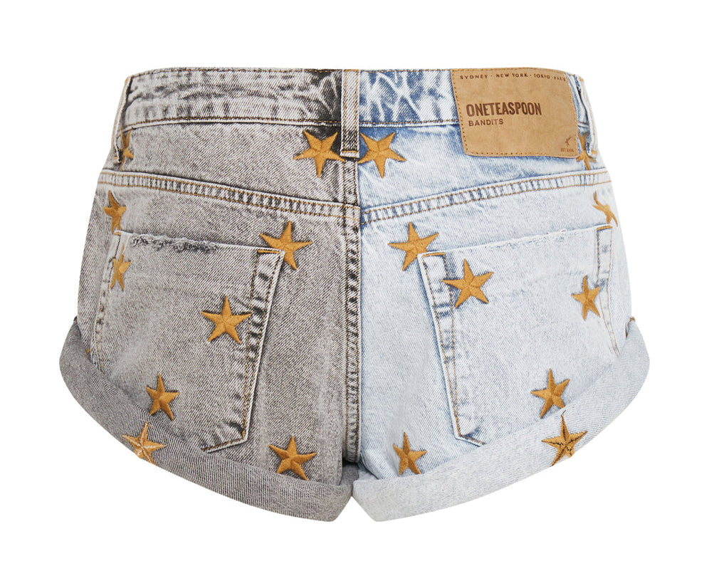 Bandits Low Waist Denim Shorts - Blue Grey