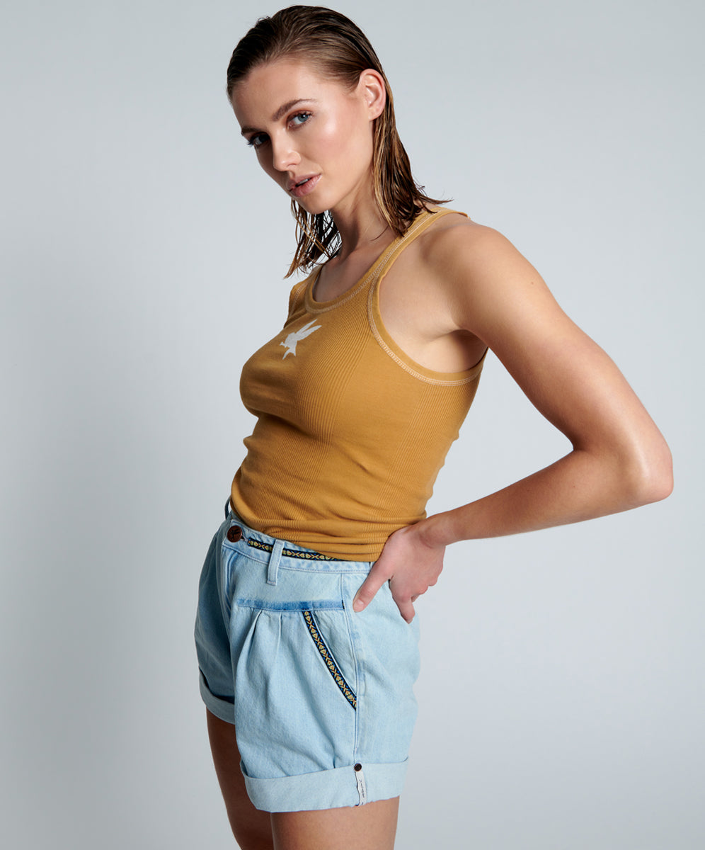 Products FADED TOBACCO BOWER BIRD SINGLET