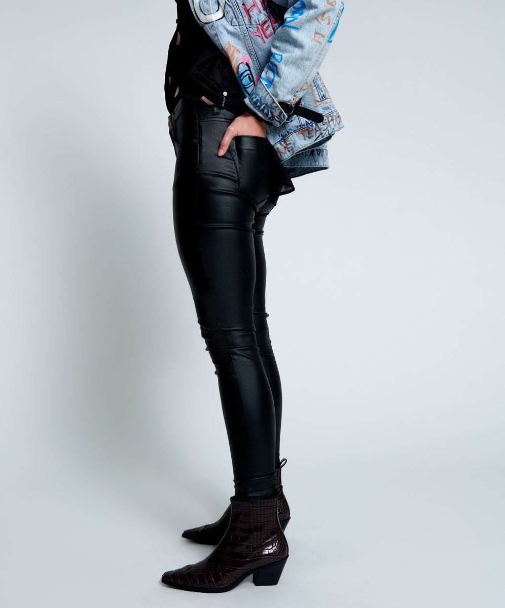 Last Stock WET BLACK FREEBIRDS II HIGH WAIST SKINNY JEANS