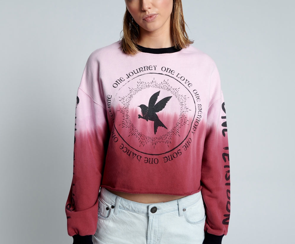 FROM THE STARS DIPPED CROPPED SWEATER