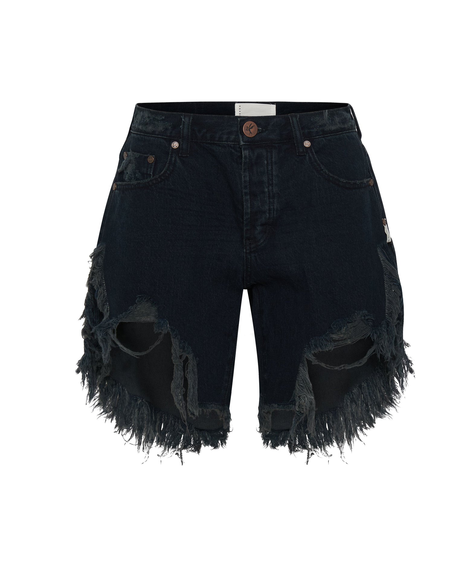 Products Frankies Low Waist Long Length Denim Shorts - Fox Black