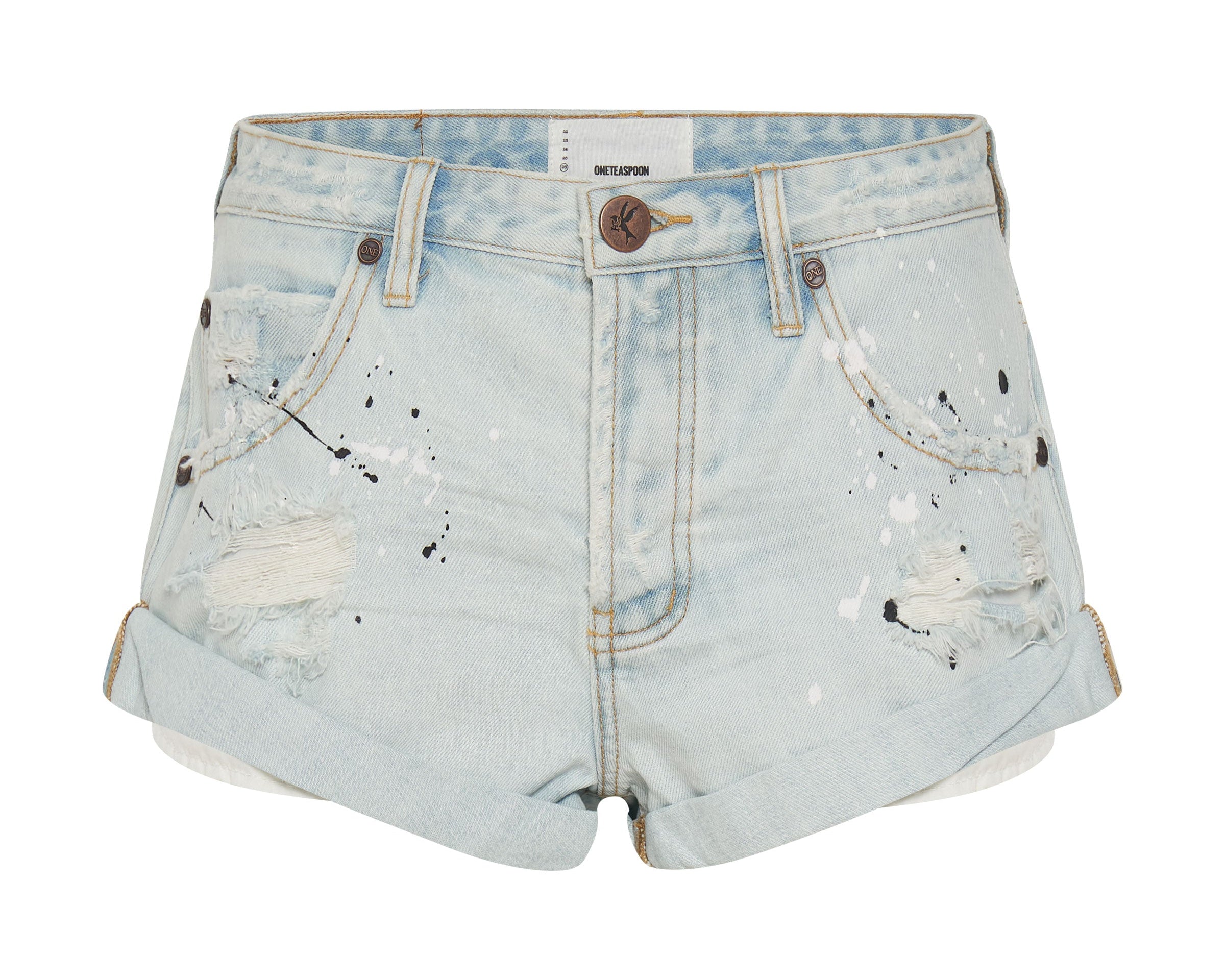 Bandits Low Waist Denim Shorts - Archived Florence Painted Blue