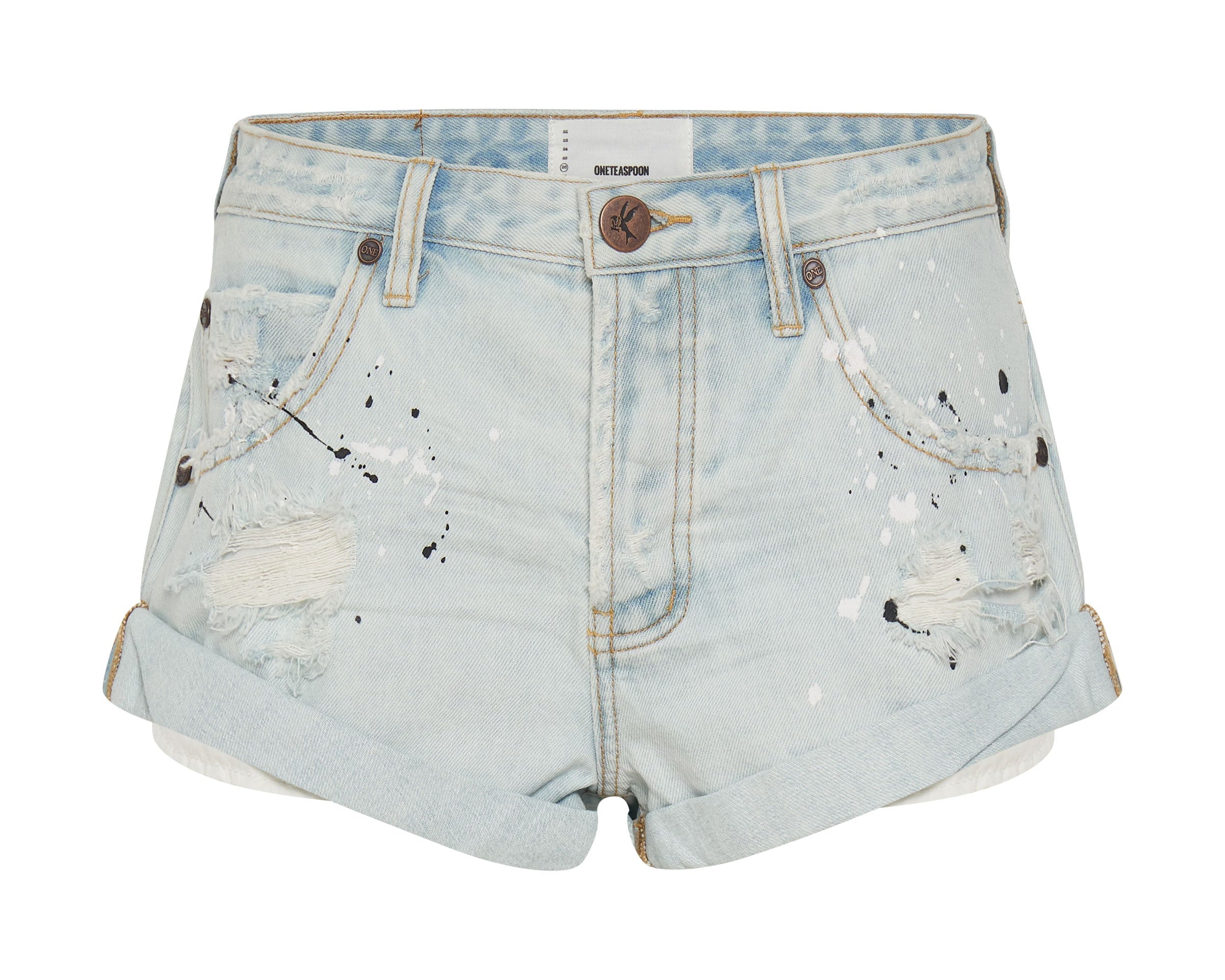 FLORENCE PAINTED BANDITS LOW WAIST DENIM SHORTS