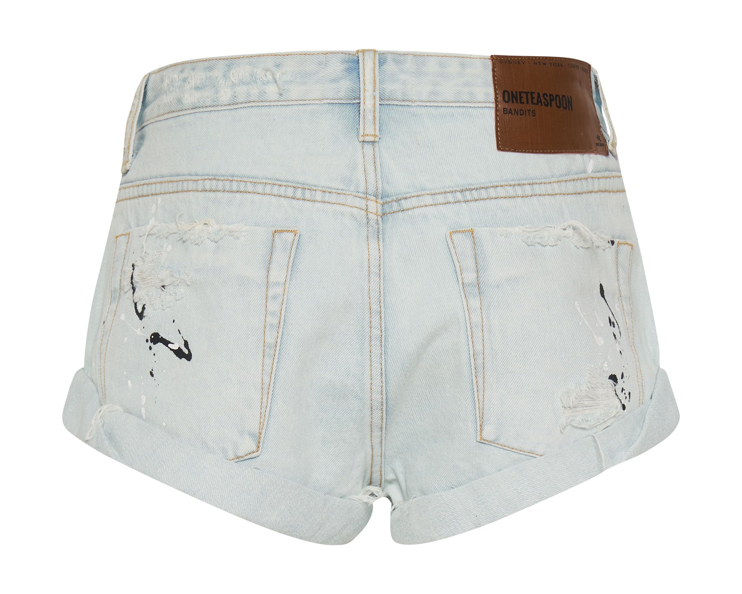 FLORENCE PAINTED BANDITS LOW WAIST DENIM SHORTS