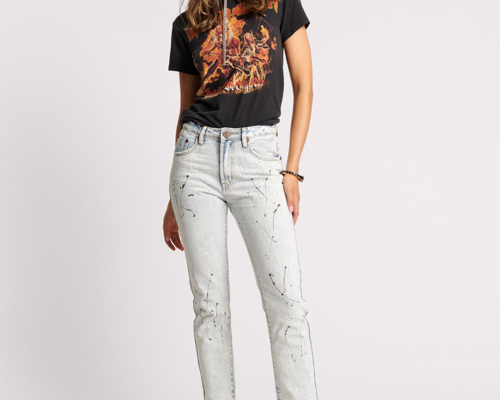 Awesome Baggies High Waist Straight Leg Denim Jeans - Florence Painted