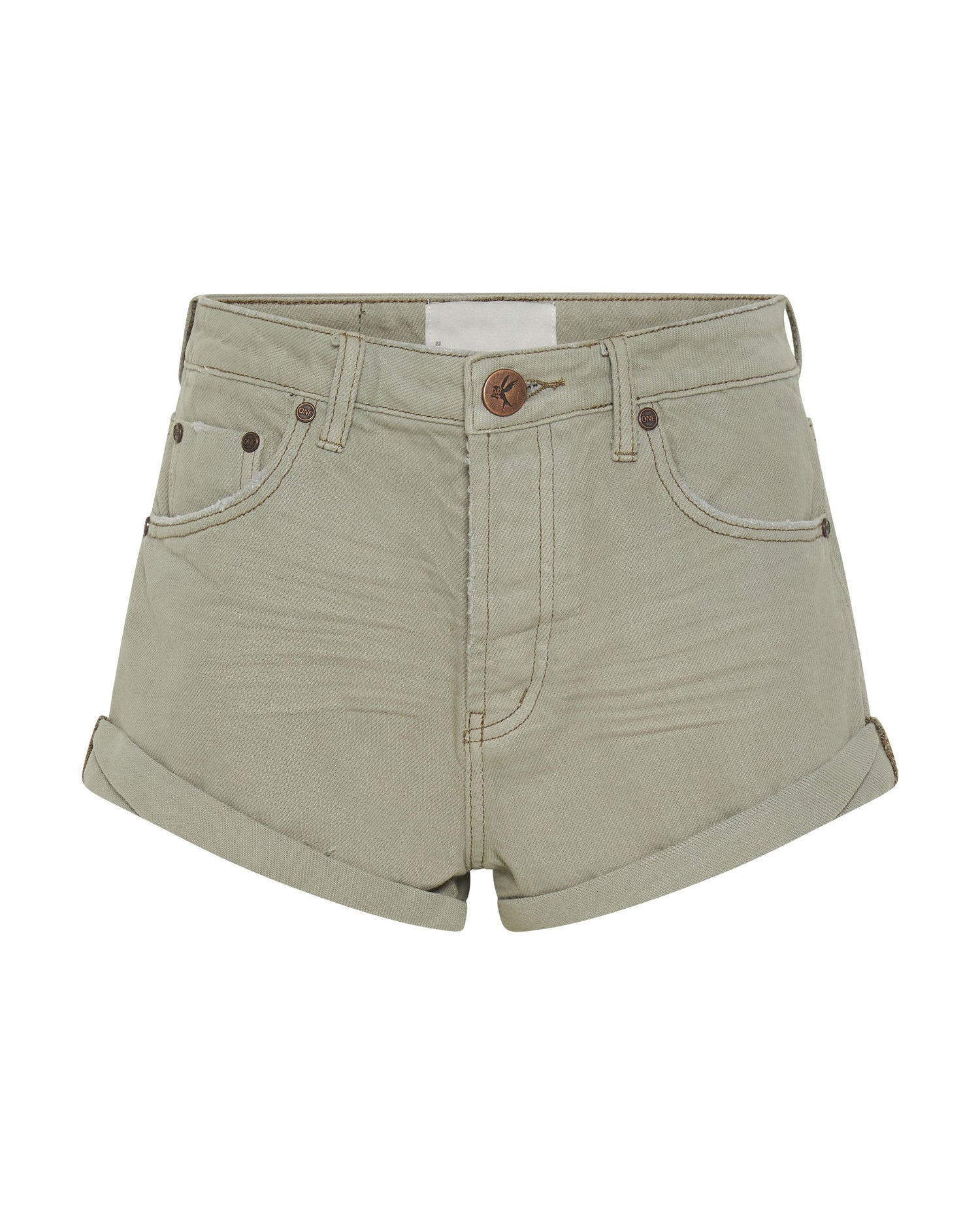 Products Bandits Mid Waist Denim Shorts - Faded Khaki