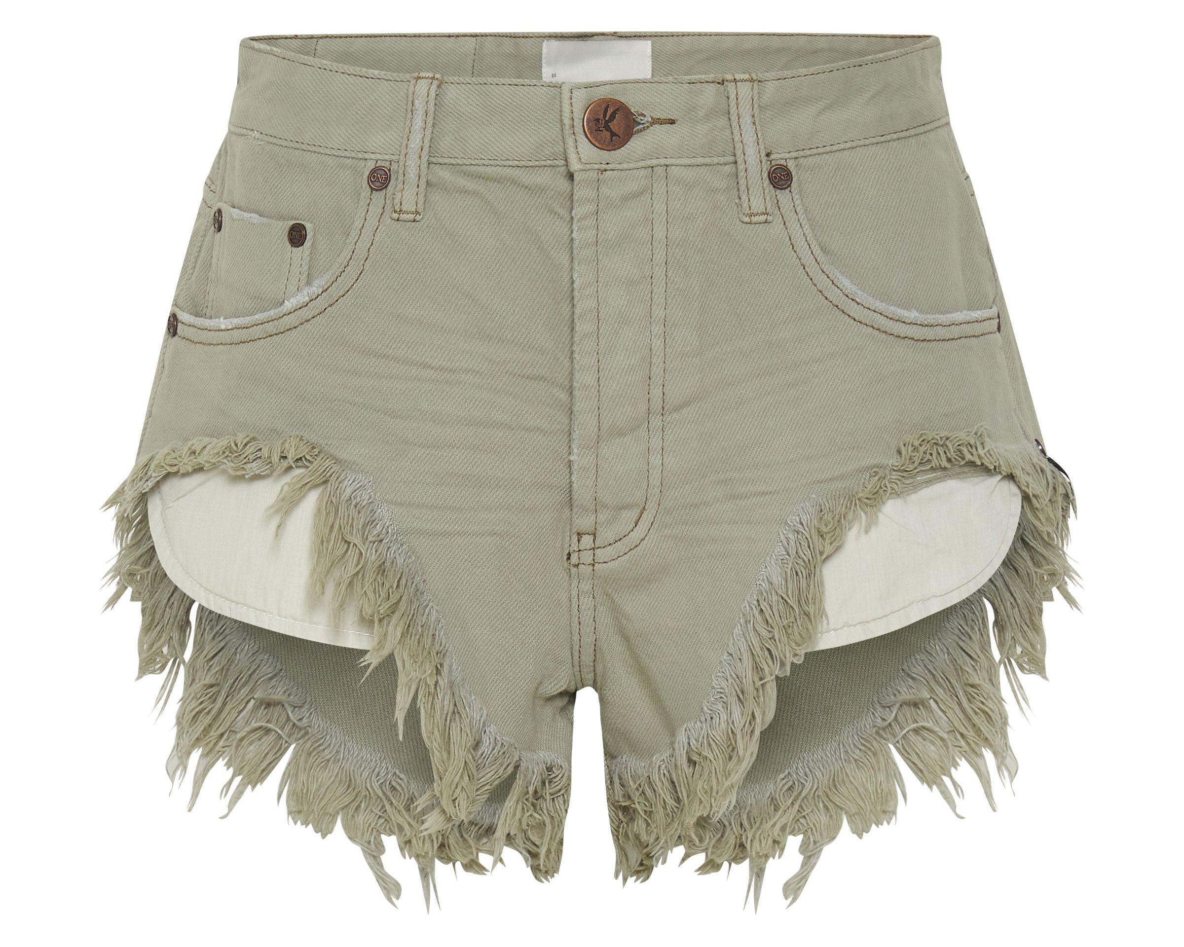 FADED KHAKI ROLLERS LOW WAIST DENIM SHORTS