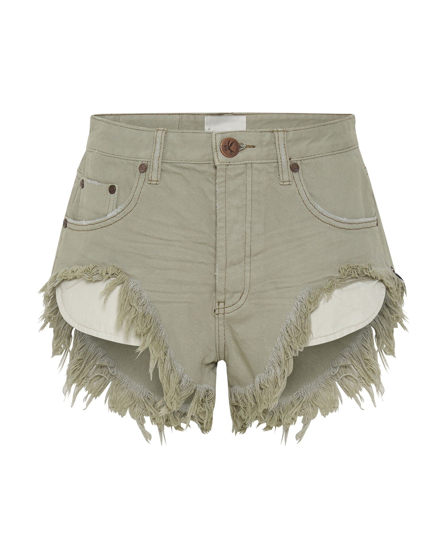 Products FADED KHAKI ROLLERS LOW WAIST DENIM SHORTS