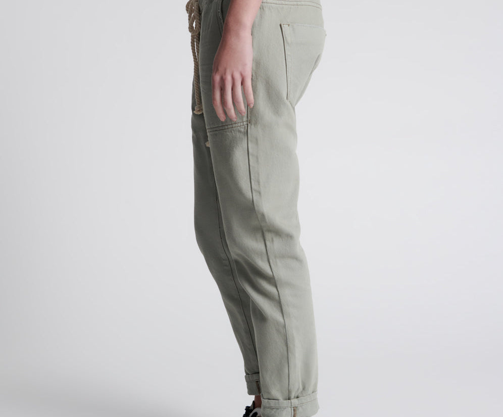 FADED KHAKI SHABBIES DRAWSTRING BOYFRIEND JEANS KHAKI