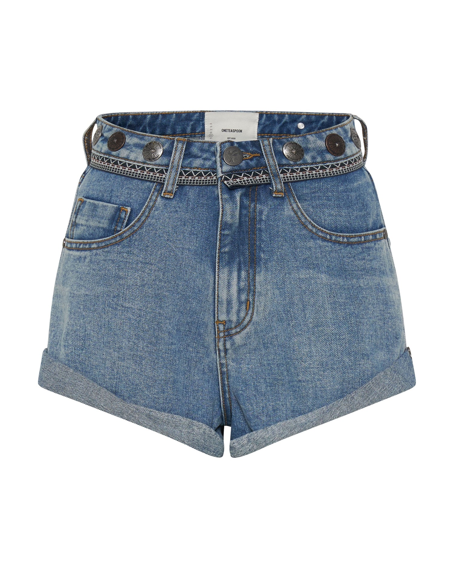 Products Bandits High Waist Denim Shorts - Hollywood Hills Blue