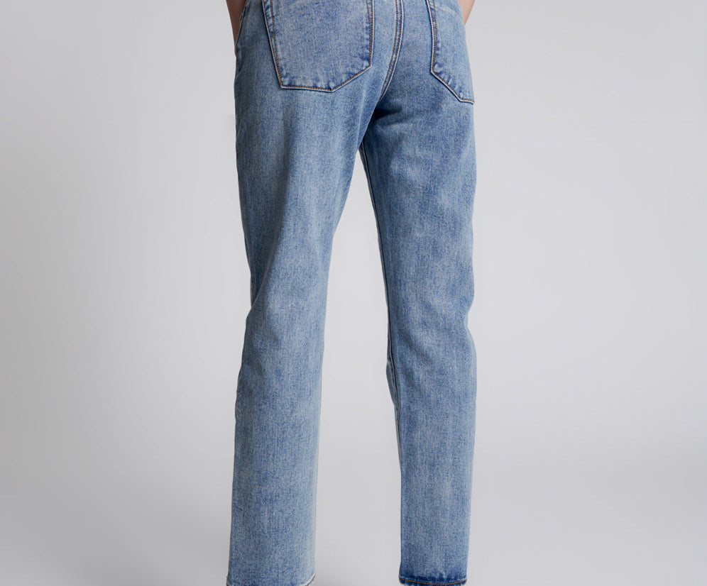 Truckers Mid Waist Straight Leg Denim Jeans - Hollywood Hills