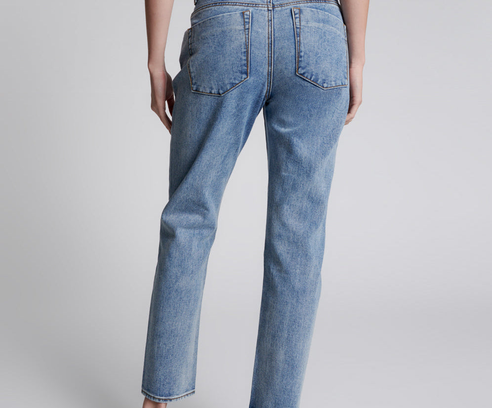 Truckers Mid Waist Straight Leg Denim Jeans - Hollywood Hills