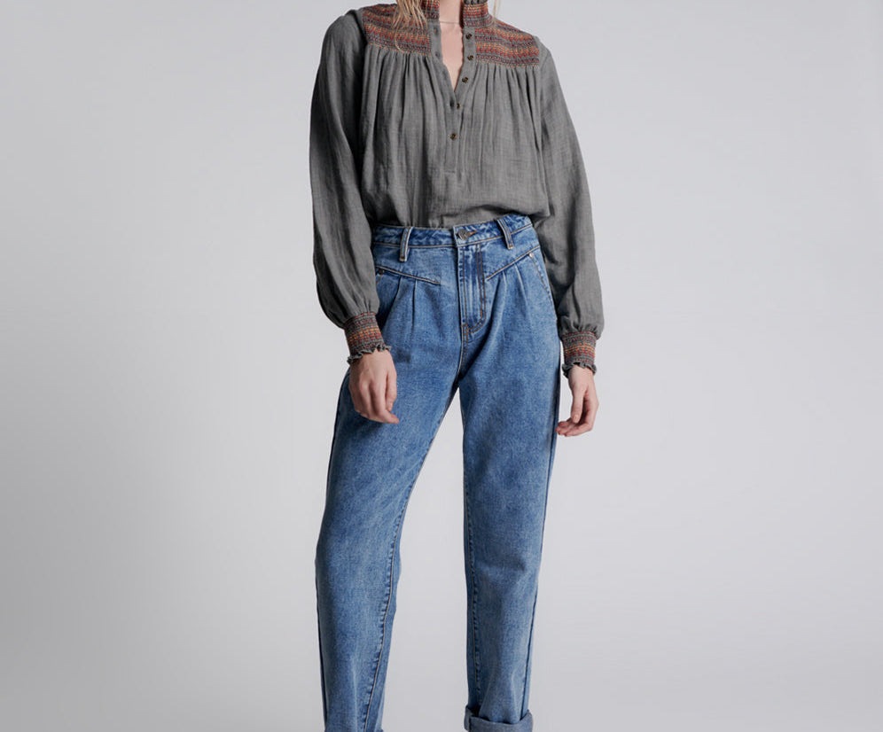 Streetwalkers High Waist Straight Leg Trouser Denim Jeans - Hollywood